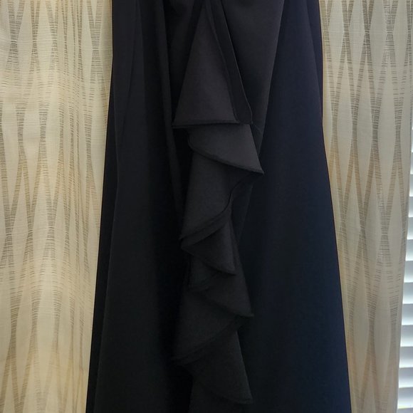 Aqua One-Shoulder Ruffled Gown - Picture 9 of 9